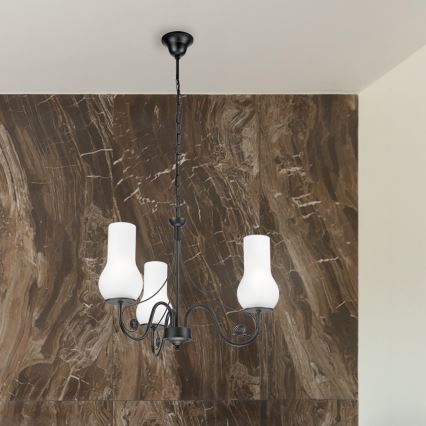 Brilagi - Lampadario a sospensione con catena COTTAGE 3xE14/40W/230V nero/bianco