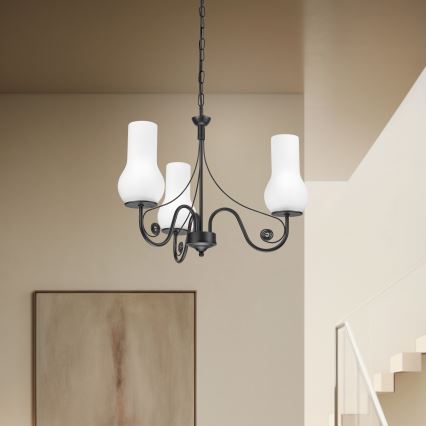 Brilagi - Lampadario a sospensione con catena COTTAGE 3xE14/40W/230V nero/bianco
