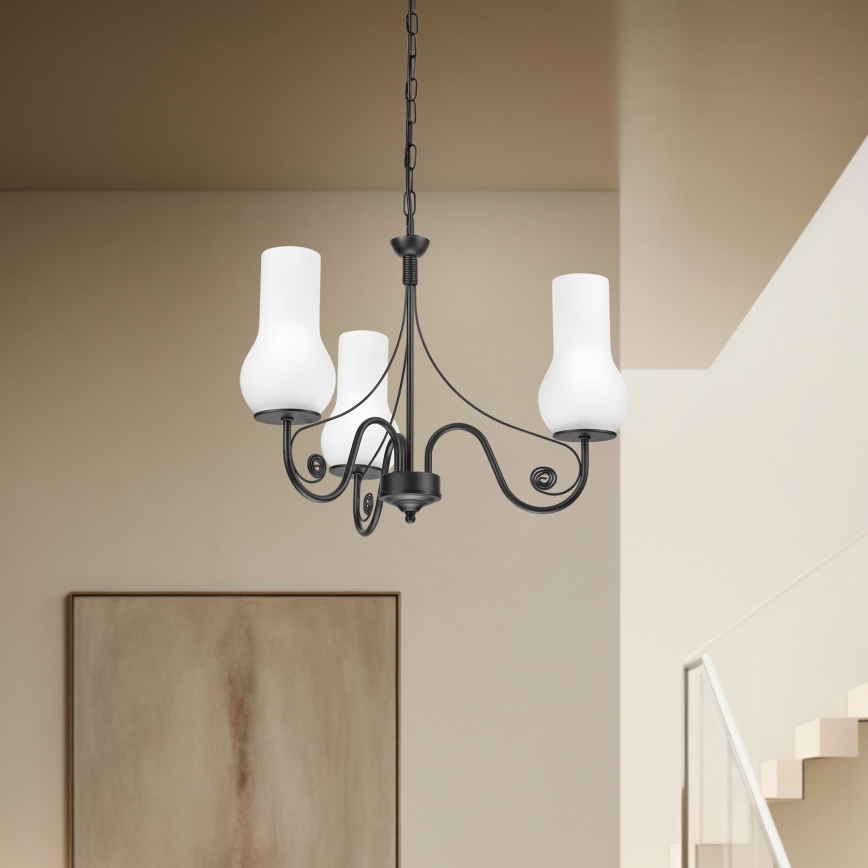 Brilagi - Lampadario a sospensione con catena COTTAGE 3xE14/40W/230V nero/bianco
