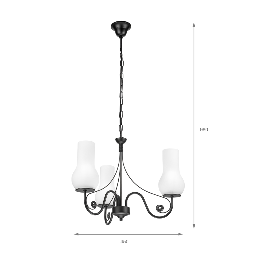 Brilagi - Lampadario a sospensione con catena COTTAGE 3xE14/40W/230V nero/bianco