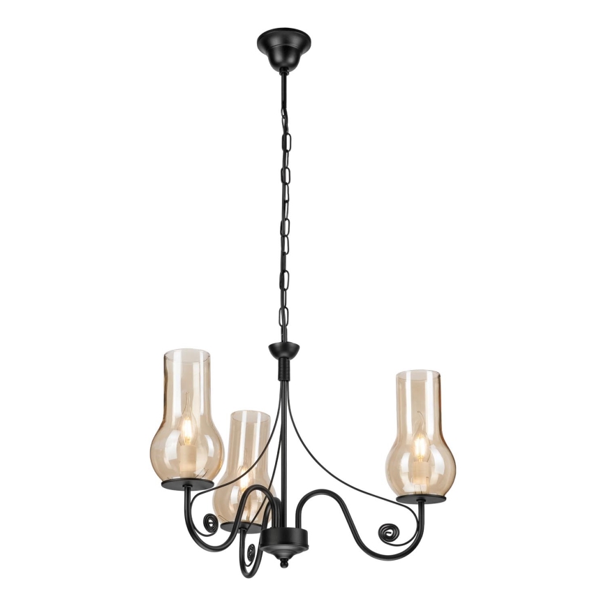 Brilagi - Lampadario a sospensione con catena COTTAGE 3xE14/40W/230V nero/marrone