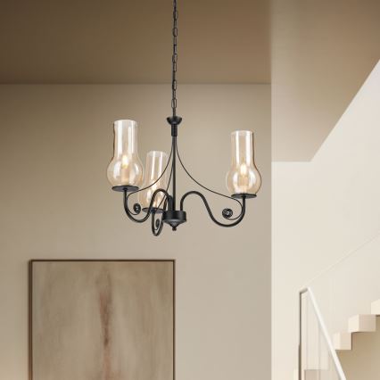 Brilagi - Lampadario a sospensione con catena COTTAGE 3xE14/40W/230V nero/marrone