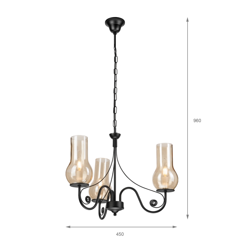 Brilagi - Lampadario a sospensione con catena COTTAGE 3xE14/40W/230V nero/marrone