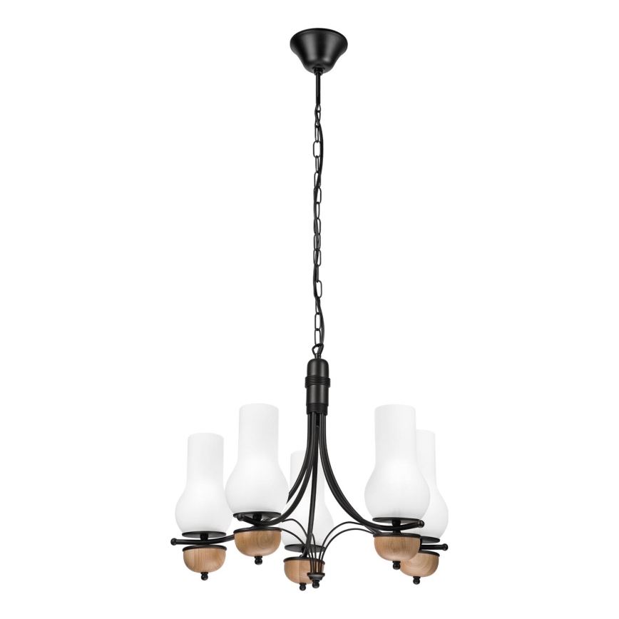Brilagi - Lampadario a sospensione con catena COTTAGE 5xE14/40W/230V faggio/bianco