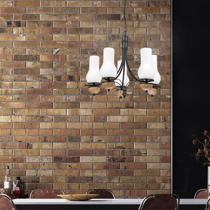 Brilagi - Lampadario a sospensione con catena COTTAGE 5xE14/40W/230V faggio/bianco