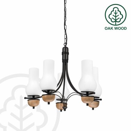 Brilagi - Lampadario a sospensione con catena COTTAGE 5xE14/40W/230V faggio/bianco