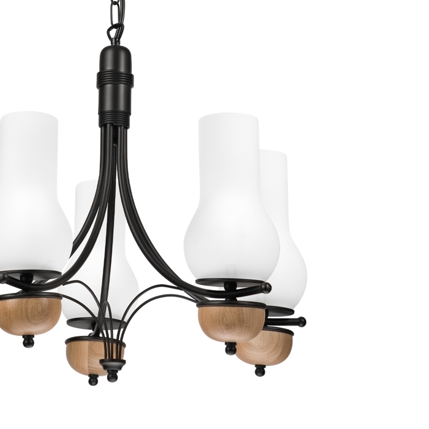 Brilagi - Lampadario a sospensione con catena COTTAGE 5xE14/40W/230V faggio/bianco
