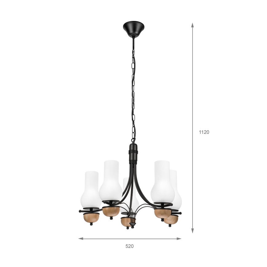 Brilagi - Lampadario a sospensione con catena COTTAGE 5xE14/40W/230V faggio/bianco