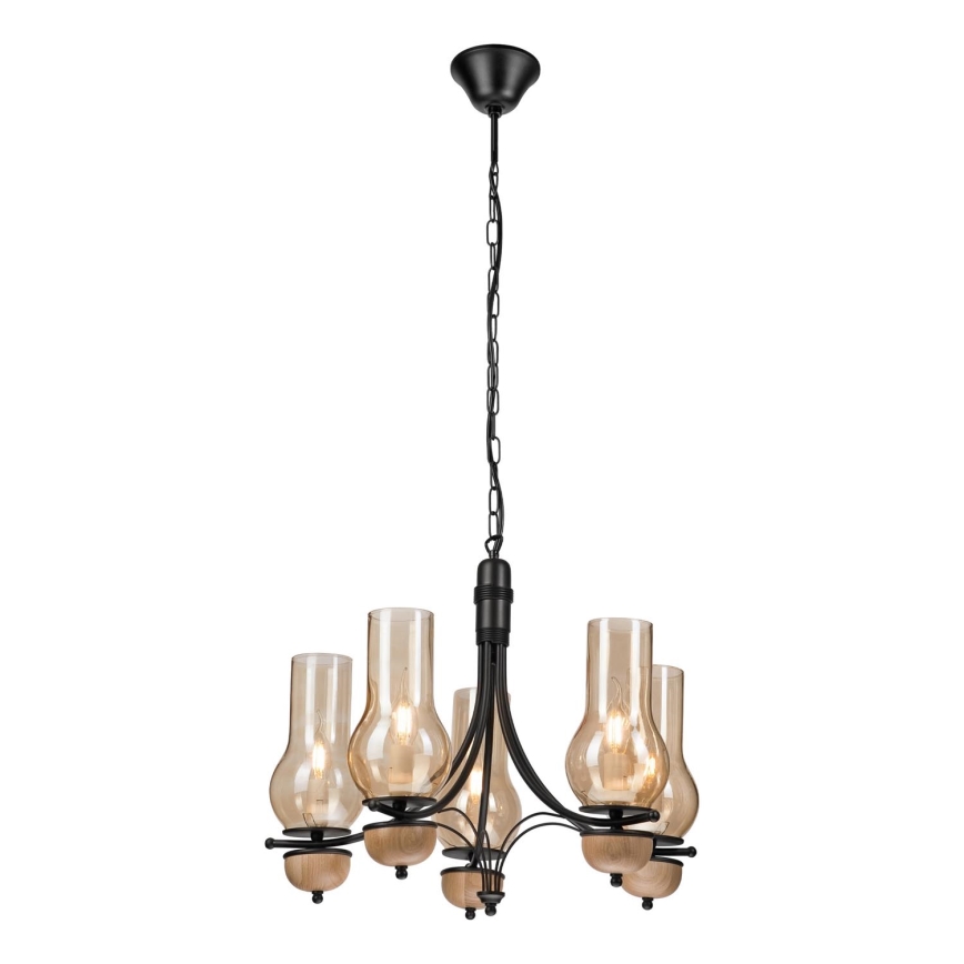 Brilagi - Lampadario a sospensione con catena COTTAGE 5xE14/40W/230V faggio/marrone