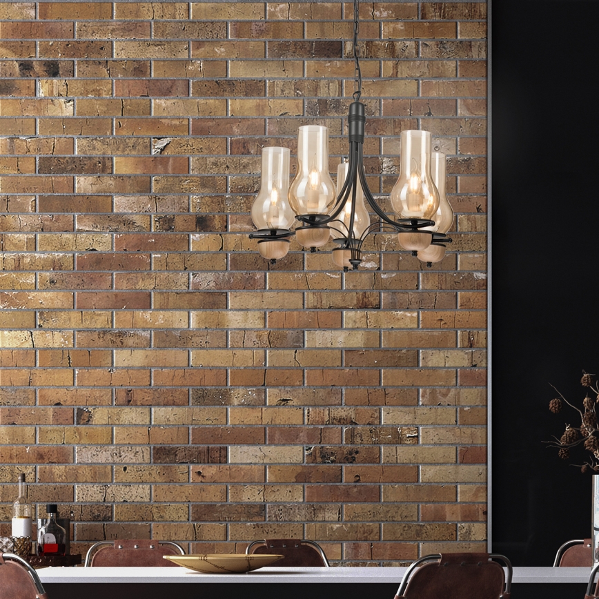 Brilagi - Lampadario a sospensione con catena COTTAGE 5xE14/40W/230V faggio/marrone