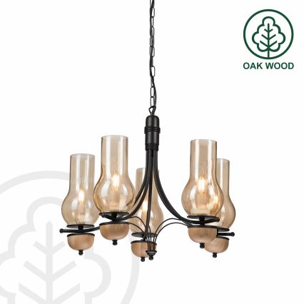 Brilagi - Lampadario a sospensione con catena COTTAGE 5xE14/40W/230V faggio/marrone