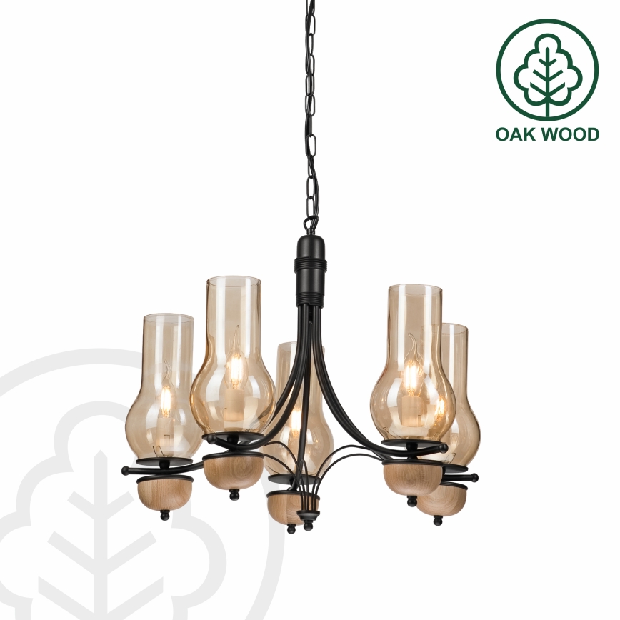 Brilagi - Lampadario a sospensione con catena COTTAGE 5xE14/40W/230V faggio/marrone