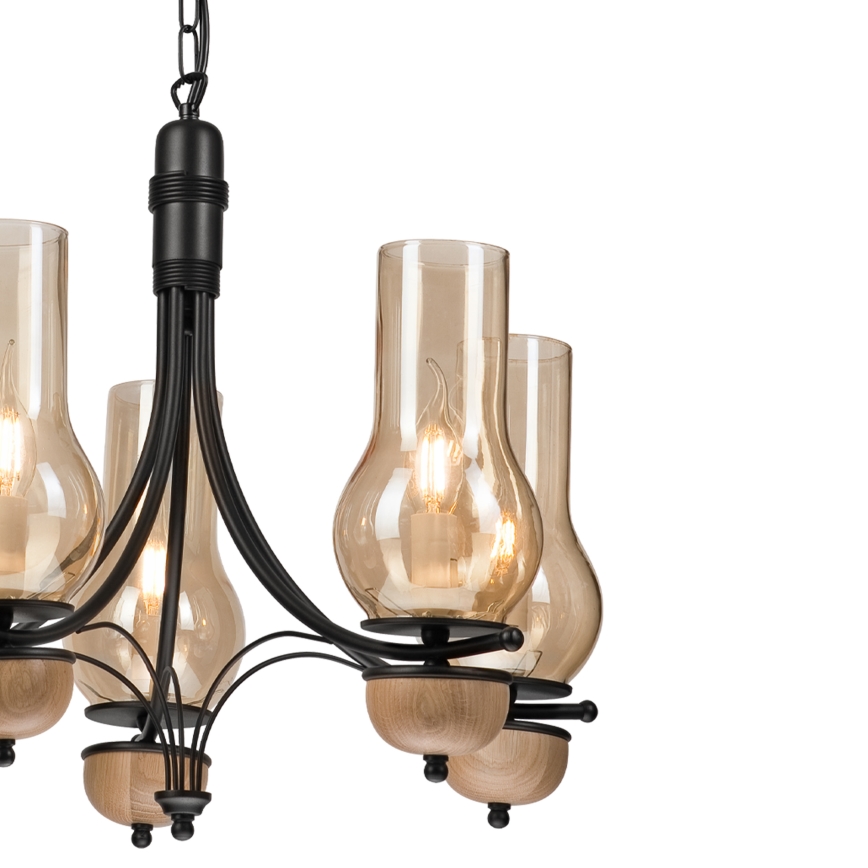 Brilagi - Lampadario a sospensione con catena COTTAGE 5xE14/40W/230V faggio/marrone
