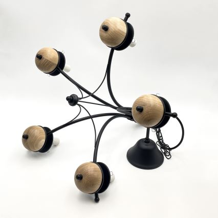 Brilagi - Lampadario a sospensione con catena COTTAGE 5xE14/40W/230V faggio/marrone