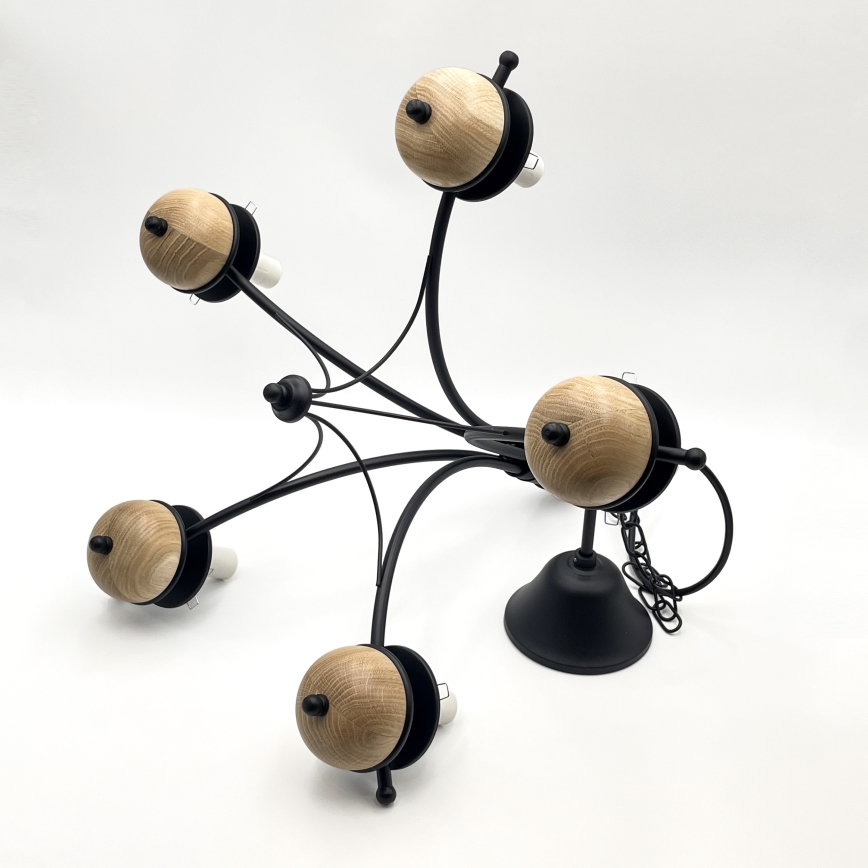 Brilagi - Lampadario a sospensione con catena COTTAGE 5xE14/40W/230V faggio/marrone