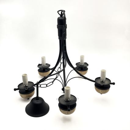 Brilagi - Lampadario a sospensione con catena COTTAGE 5xE14/40W/230V faggio/marrone