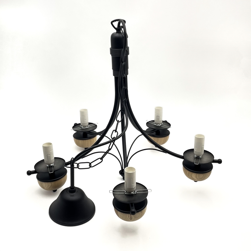 Brilagi - Lampadario a sospensione con catena COTTAGE 5xE14/40W/230V faggio/marrone