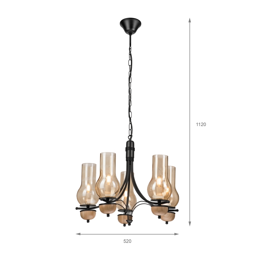 Brilagi - Lampadario a sospensione con catena COTTAGE 5xE14/40W/230V faggio/marrone