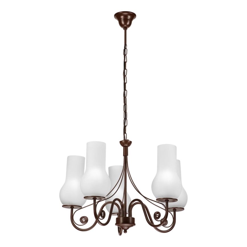 Brilagi - Lampadario a sospensione con catena COTTAGE 5xE14/40W/230V marrone/bianco