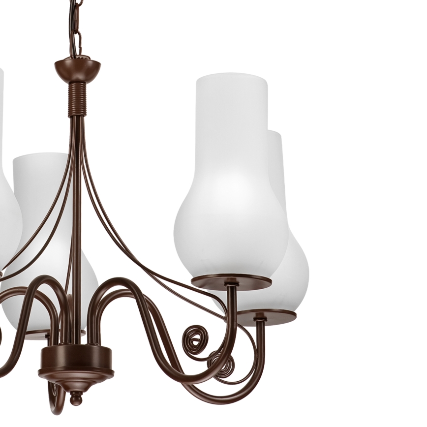 Brilagi - Lampadario a sospensione con catena COTTAGE 5xE14/40W/230V marrone/bianco