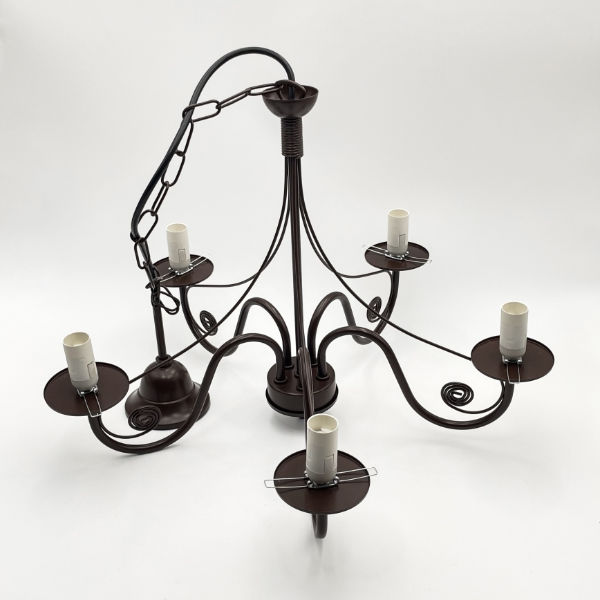 Brilagi - Lampadario a sospensione con catena COTTAGE 5xE14/40W/230V marrone/bianco