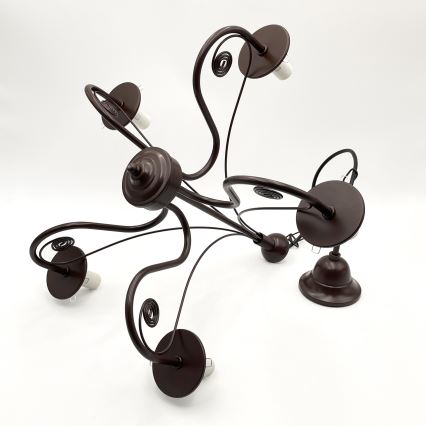 Brilagi - Lampadario a sospensione con catena COTTAGE 5xE14/40W/230V marrone/bianco