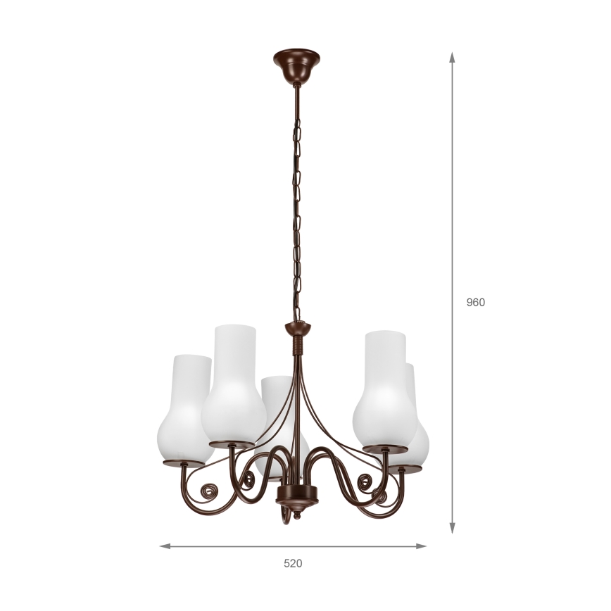 Brilagi - Lampadario a sospensione con catena COTTAGE 5xE14/40W/230V marrone/bianco