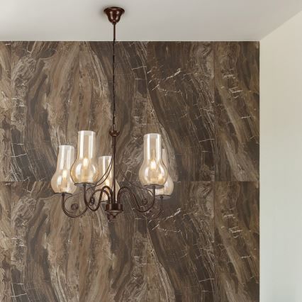 Brilagi - Lampadario a sospensione con catena COTTAGE 5xE14/40W/230V marrone
