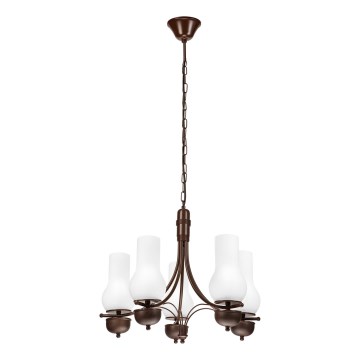 Brilagi - Lampadario a sospensione con catena COTTAGE 5xE14/40W/230V quercia/bianco