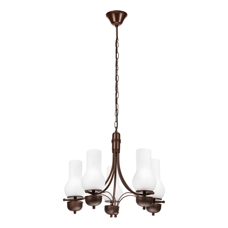 Brilagi - Lampadario a sospensione con catena COTTAGE 5xE14/40W/230V quercia/bianco