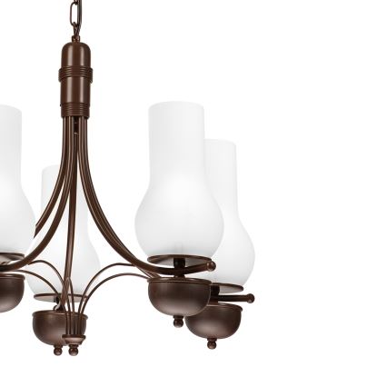 Brilagi - Lampadario a sospensione con catena COTTAGE 5xE14/40W/230V quercia/bianco