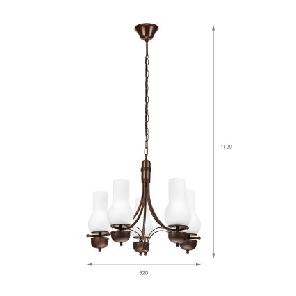 Brilagi - Lampadario a sospensione con catena COTTAGE 5xE14/40W/230V quercia/bianco