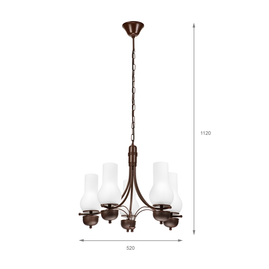Brilagi - Lampadario a sospensione con catena COTTAGE 5xE14/40W/230V quercia/bianco