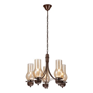 Brilagi - Lampadario a sospensione con catena COTTAGE 5xE14/40W/230V quercia/marrone