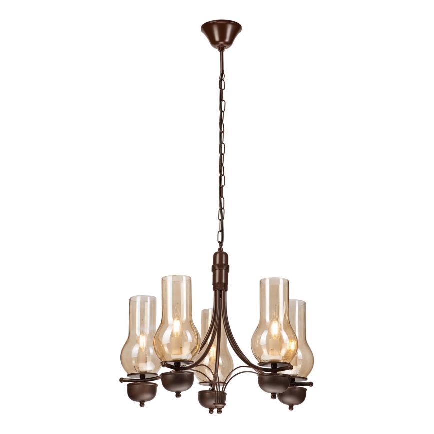 Brilagi - Lampadario a sospensione con catena COTTAGE 5xE14/40W/230V quercia/marrone