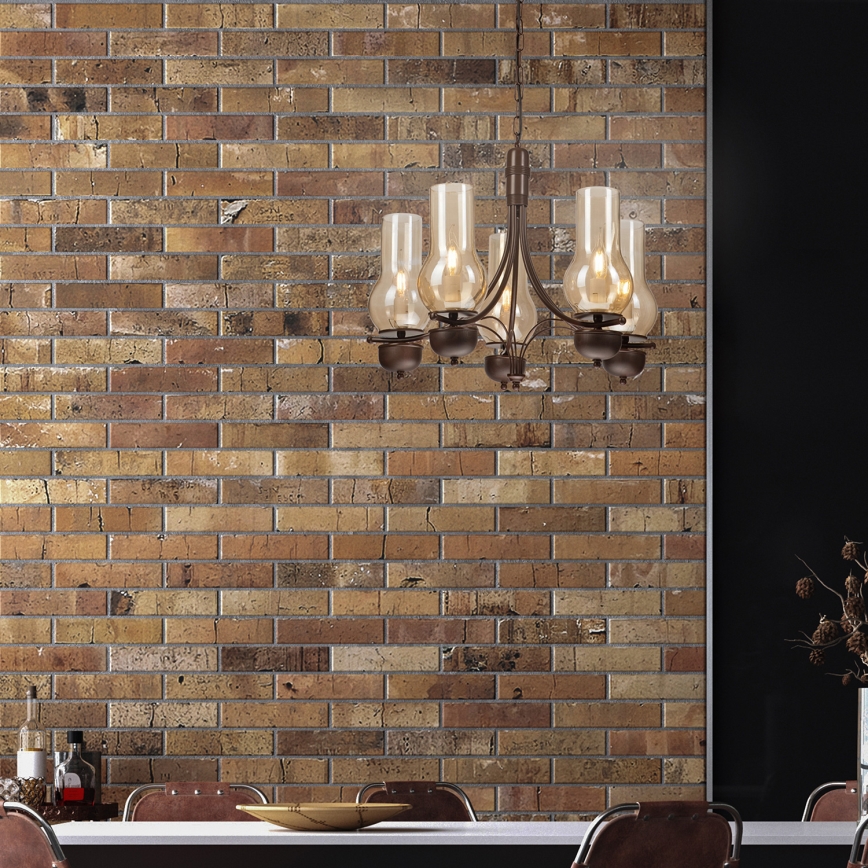 Brilagi - Lampadario a sospensione con catena COTTAGE 5xE14/40W/230V quercia/marrone