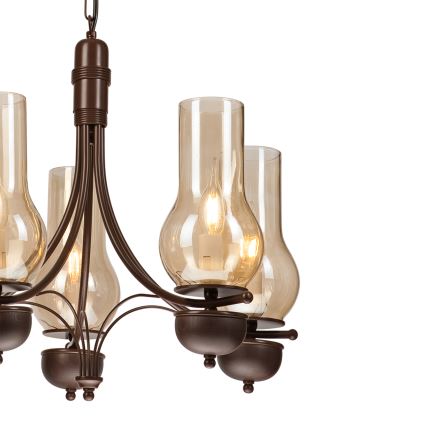 Brilagi - Lampadario a sospensione con catena COTTAGE 5xE14/40W/230V quercia/marrone