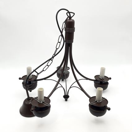 Brilagi - Lampadario a sospensione con catena COTTAGE 5xE14/40W/230V quercia/marrone