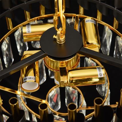 Brilagi - Lampadario a sospensione con catena ECLIPSE 5xE14/10W/230V Ø 38 cm nero/oro