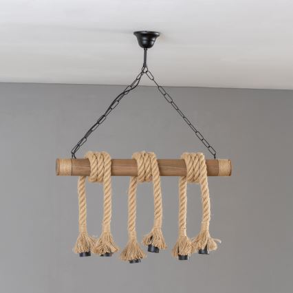 Brilagi - Lampadario a sospensione con catena KOS 6xE27/60W/230V faggio