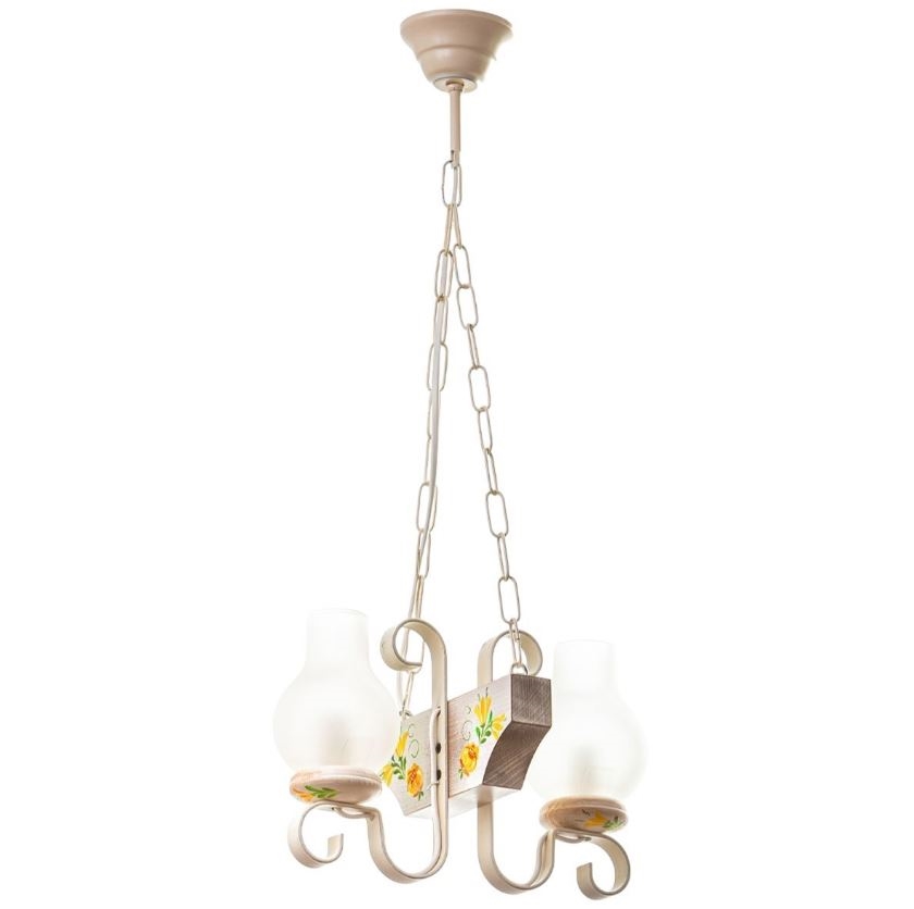 Brilagi - Lampadario a sospensione con catena QUEEN 2xE14/40W/230V faggio/color crema