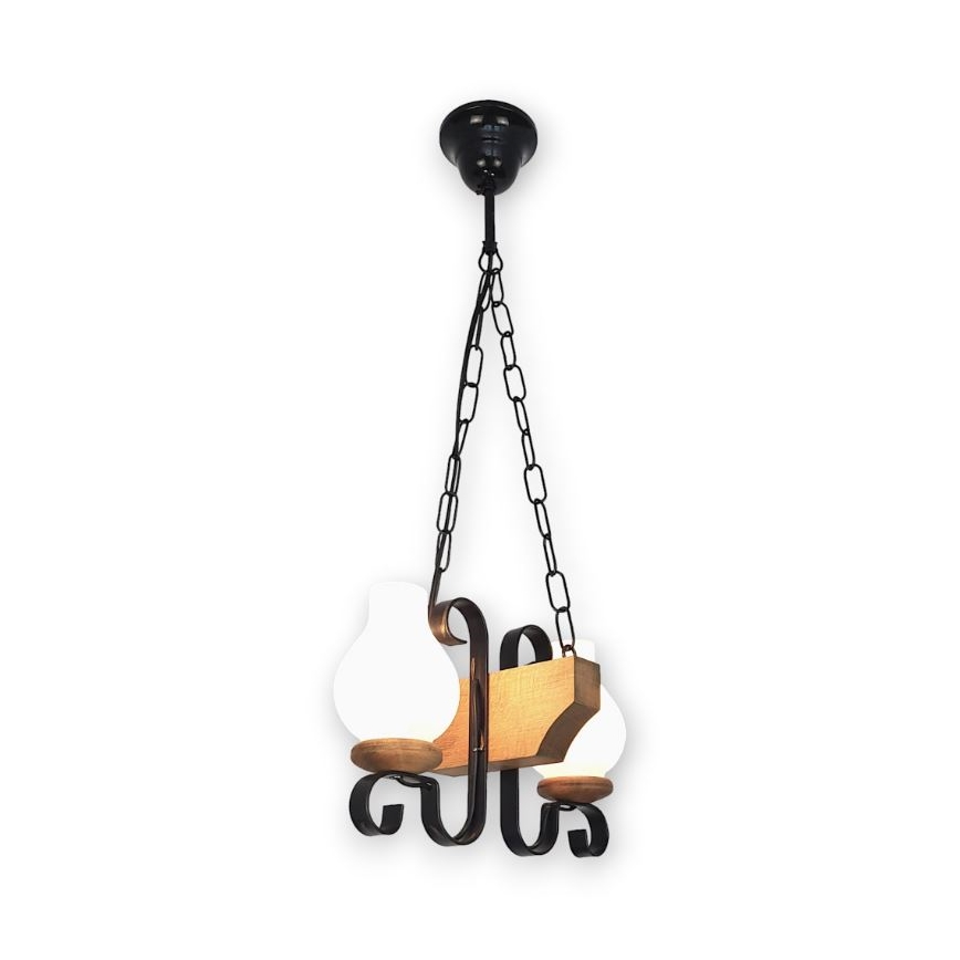 Brilagi - Lampadario a sospensione con catena QUEEN 2xE14/40W/230V faggio