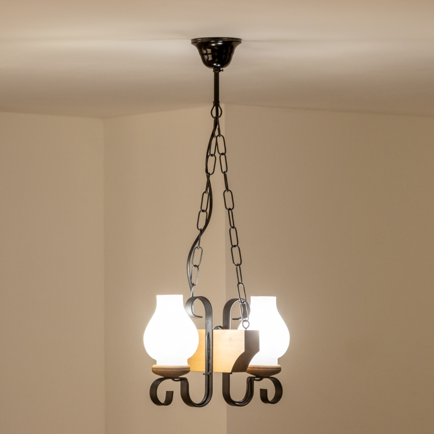 Brilagi - Lampadario a sospensione con catena QUEEN 2xE14/40W/230V faggio