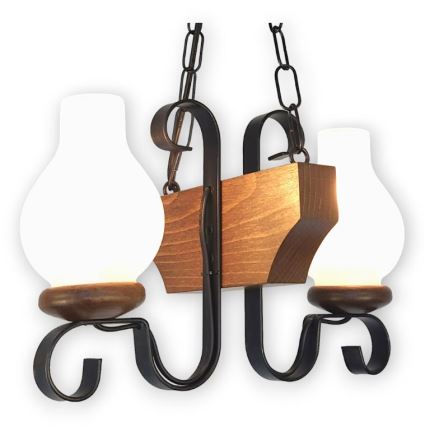 Brilagi - Lampadario a sospensione con catena QUEEN 2xE14/40W/230V faggio/noce