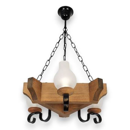 Brilagi - Lampadario a sospensione con catena QUEEN 3xE14/40W/230V faggio