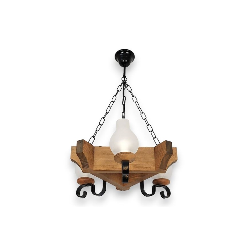 Brilagi - Lampadario a sospensione con catena QUEEN 3xE14/40W/230V faggio