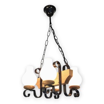 Brilagi - Lampadario a sospensione con catena QUEEN 4xE14/40W/230V faggio