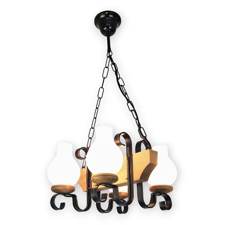 Brilagi - Lampadario a sospensione con catena QUEEN 4xE14/40W/230V faggio