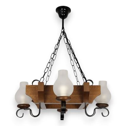 Brilagi - Lampadario a sospensione con catena QUEEN 4xE14/40W/230V faggio/noce