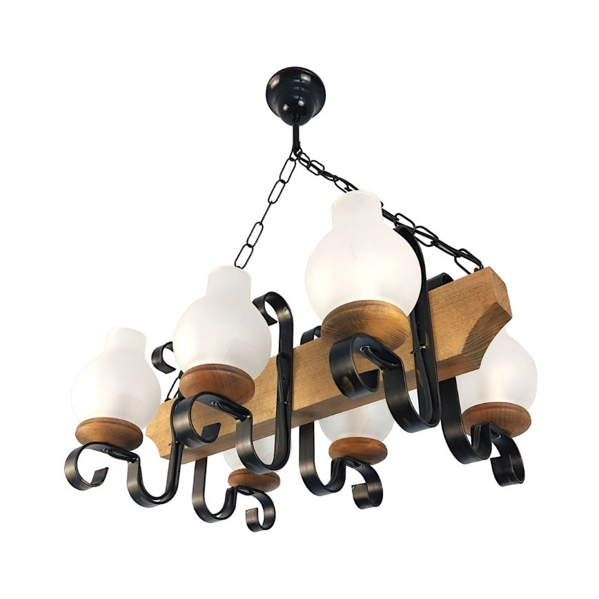 Brilagi - Lampadario a sospensione con catena QUEEN 6xE14/40W/230V faggio